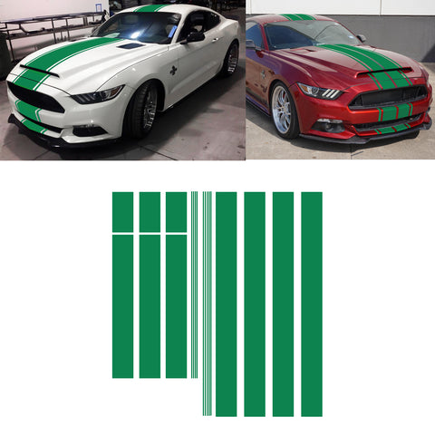 Xotic Tech Glossy Vinyl Racing Stripe Car Hood Graphics Decal Sticker for Hood Roof Rear Trunk Decoration Compatible with Ford Mustang 2015-up