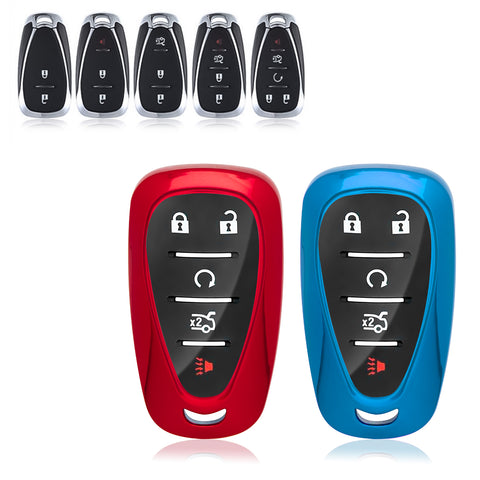 2pcs TPU Key Fob Shell Full Cover Case , Compatible with Chevrolet Camaro Malibu Impala Cruze Volt Bolt Equinox Tahoe Traverse - 3/4/5 Buttons Key
