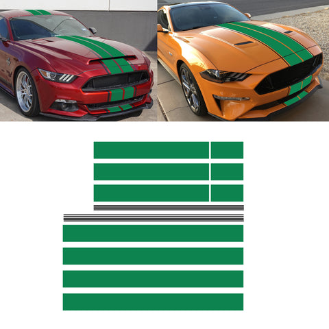 Xotic Tech Glossy Vinyl Racing Stripe Car Hood Graphics Decal Sticker for Hood Roof Rear Trunk Decoration Compatible with Ford Mustang 2015-up