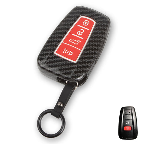 For RAV4 Camry Corolla Glossy Carbon Fiber Pattern Silicone Button Key Fob Skin