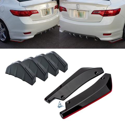 Xotic Tech JDM Rear Bumper Diffuser Valance Spoiler Fin Lip Trim Universal Car Side Fender Skirt Lip Splitter Canard Protector