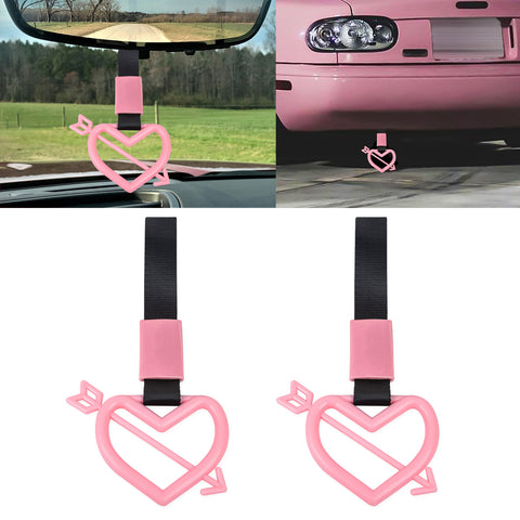 x xotic tech JDM Cupid's Arrow Shaped Tsurikawa Subway Train Bus Handle Straps Drift Charm Rear Bumper Warning Loops Ring for Cars, SUV Interior Exterior Decoration