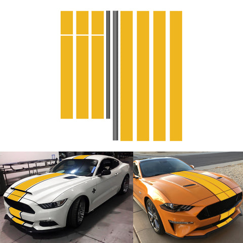 Xotic Tech Glossy Vinyl Racing Stripe Car Hood Graphics Decal Sticker for Hood Roof Rear Trunk Decoration Compatible with Ford Mustang 2015-up