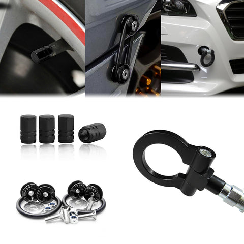 Blue Tow Hook+Tire Valve Stem+Quick Release Fasteners For Subaru Impreza 2017+