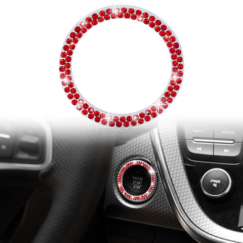 1/2 Packs Bling Diamond Car Engine Start Stop Button Surround Decor Ring Cover