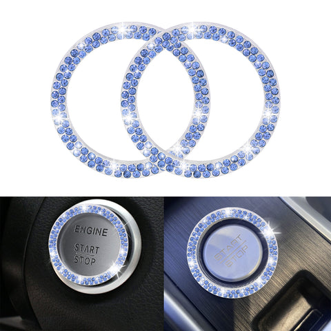 1/2 Packs Bling Diamond Car Engine Start Stop Button Surround Decor Ring Cover