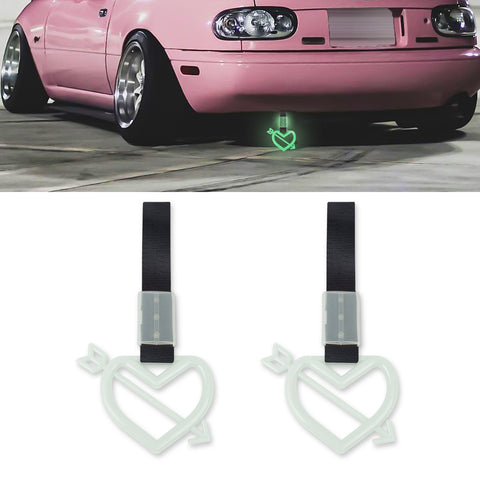 x xotic tech JDM Cupid's Arrow Shaped Tsurikawa Subway Train Bus Handle Straps Drift Charm Rear Bumper Warning Loops Ring for Cars, SUV Interior Exterior Decoration