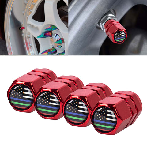 x xotic tech 4pcs American Flag Tire Valve Stem Cover Caps Anodized Aluminum Alloy, Corrosion Resistant Leak-Proof Wheel Valve Cap Set, Universal for Cars Trucks Motorcycles SUVs