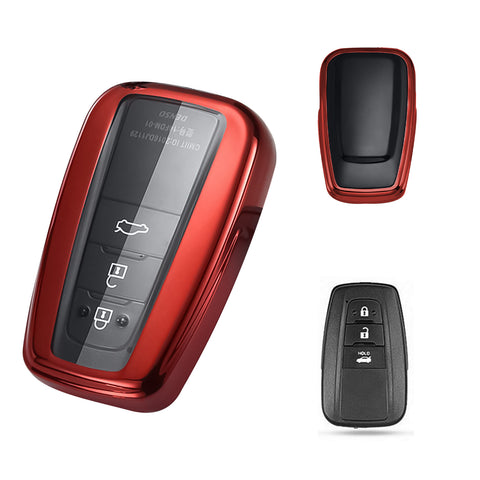 Blue / Black / Red / Rose Gold / Silver Full Protection Soft TPU Smart Key Fob Cover for Toyota Prius Prime GT 86 Camry Hybrid C-HR Corolla Hatchback RAV4 Avalon