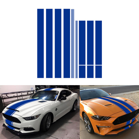 Xotic Tech Glossy Vinyl Racing Stripe Car Hood Graphics Decal Sticker for Hood Roof Rear Trunk Decoration Compatible with Ford Mustang 2015-up