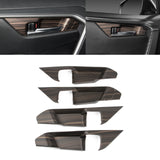 4X Wood Pattern Interior Door Handle Bowl Cover For Toyota RAV4 2019-2024