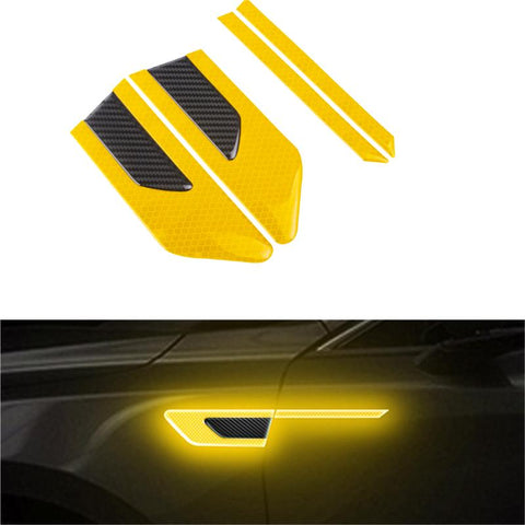 Blue Reflective Carbon Fiber Car Side Door Warning Protector Guard Decals 11.6"