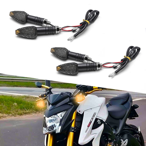 4pcs Mini Stalk Arrow Turn Signal Indicator Blinker 14-LED Front Rear Amber Light Lamps