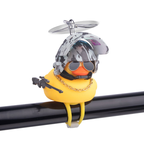 x xotic tech Rubber Duck Bike Bell Decoration, Cute Yellow Squeeze Duck Bicycle Accessories w/Propeller Helmet for Car Dashboard Motorcycle Scooter Handlebar Horn Kids Toddler Toy Outdoor