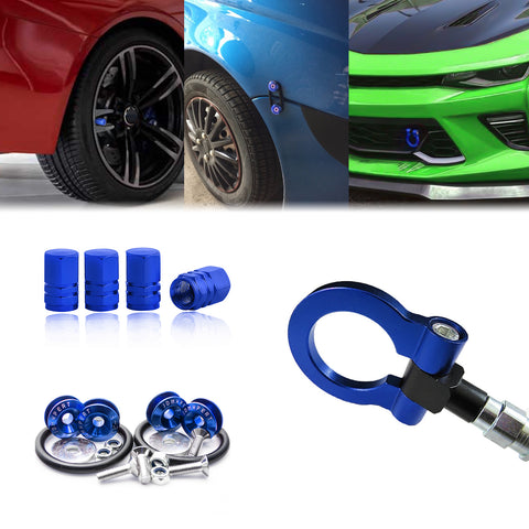 Set Tow Hook+Tire Valve Stem Caps+Release Fasteners Fit Chevrolet Camaro 2016-up