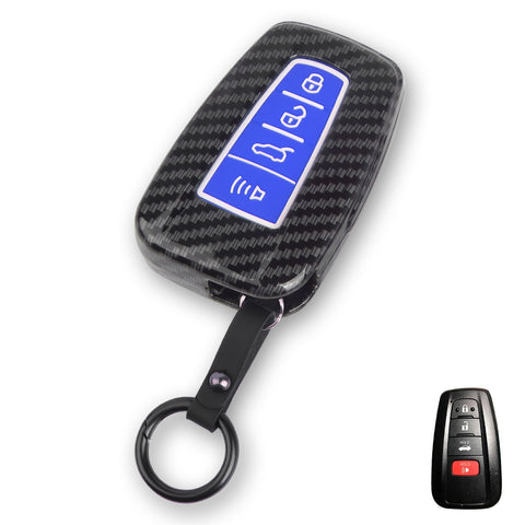 For RAV4 Camry Corolla Glossy Carbon Fiber Pattern Silicone Button Key Fob Skin