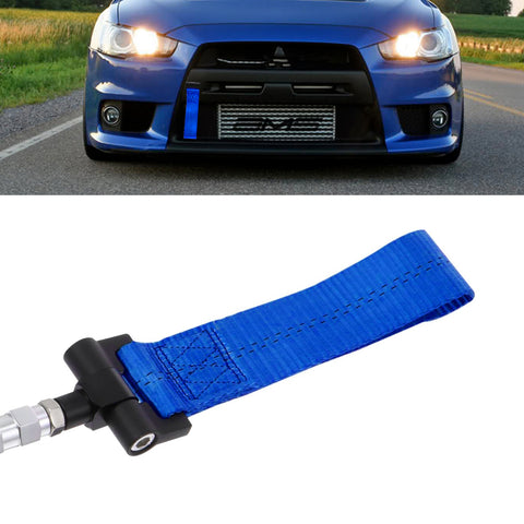 Blue / Black / Red JDM Style Tow Hole Adapter with Towing Strap for Nissan 370Z GTR Juke/Fit Infiniti G37 Q60 QX70 FX35