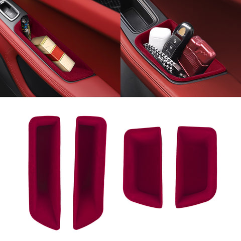 Door Storage Box Tray Organizer Compatible with Porsche Macan S/T/GTS/Turbo 2015-up Interior Car Door Side Handle Insert Pocket Holder Glove Pallet Accessories (4 Packs w/Anti-slip pads)