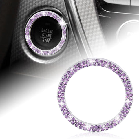 1/2 Packs Bling Diamond Car Engine Start Stop Button Surround Decor Ring Cover