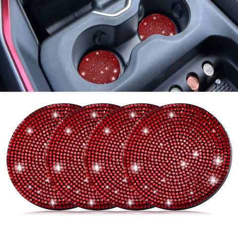 2pcs Cute Bling Car Cup Holder Coaster with Rhinestone Auto Interior Accessories