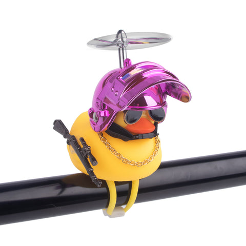 x xotic tech Rubber Duck Bike Bell Decoration, Cute Yellow Squeeze Duck Bicycle Accessories w/Propeller Helmet for Car Dashboard Motorcycle Scooter Handlebar Horn Kids Toddler Toy Outdoor