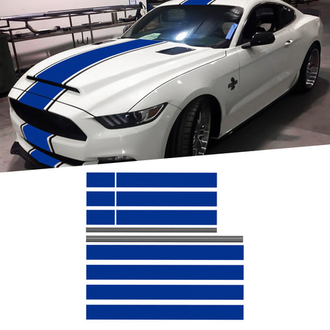 Xotic Tech Glossy Vinyl Racing Stripe Car Hood Graphics Decal Sticker for Hood Roof Rear Trunk Decoration Compatible with Ford Mustang 2015-up
