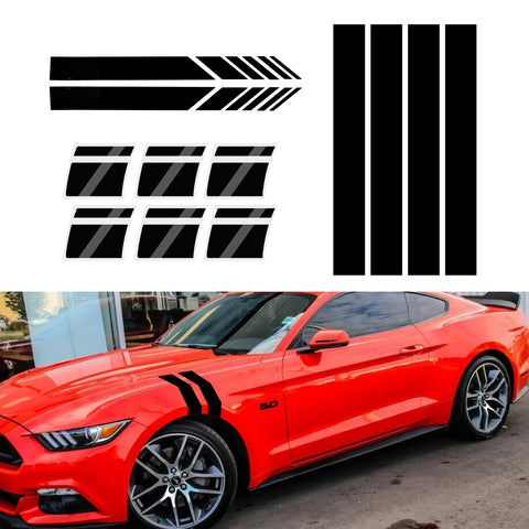 Universal For Auto Front Fender Hood + Rearview Mirror + Wheels Hub Rim Stickers