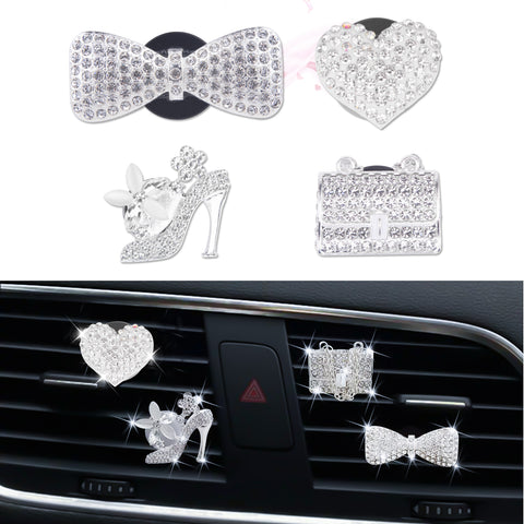 Crystal High Heel & Handbag Car Air Fresheners Diffuser Vent Clips Combo Kit