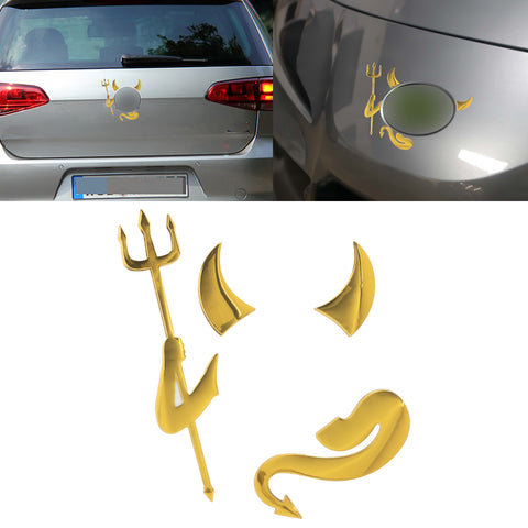 1pc x 3D Silver Chrome Devil Demon Sticker Decal Auto Car Emblem Decal Decoration