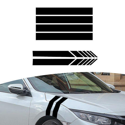 Auto Exterior Decor Front Hood Fender + Rear View Mirror Overlay Stickers Kit