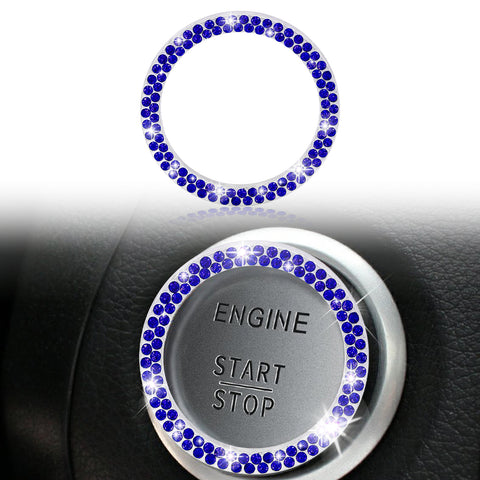 1/2 Packs Bling Diamond Car Engine Start Stop Button Surround Decor Ring Cover