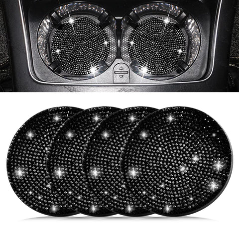2pcs Cute Bling Car Cup Holder Coaster with Rhinestone Auto Interior Accessories
