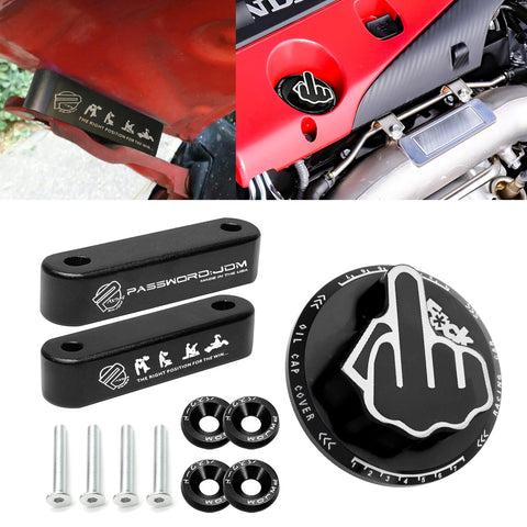 Car Fuel Oil Tank Cap+Hood Vent Spacer Risers For Honda Civic CRX Acura Integra