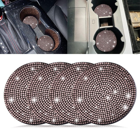 2pcs Cute Bling Car Cup Holder Coaster with Rhinestone Auto Interior Accessories