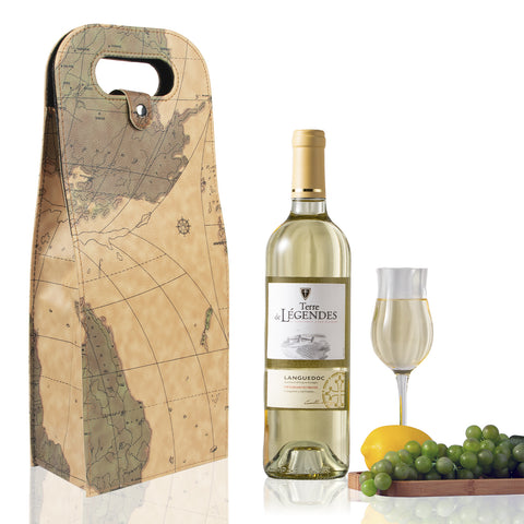 2-Bottle Leather Wine Tote Bag Protector Champagne Gift Bag with Handle For Gift