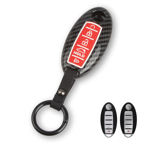 Carbon Fiber Style Full Seal Key Fob Holder Night-Luminous For Infiniti Nissan