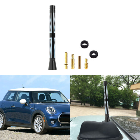 Xotic Tech Car Short/Long Antenna Union Jack Flag Checkerboard Theme Compatible with Mini Cooper All Models