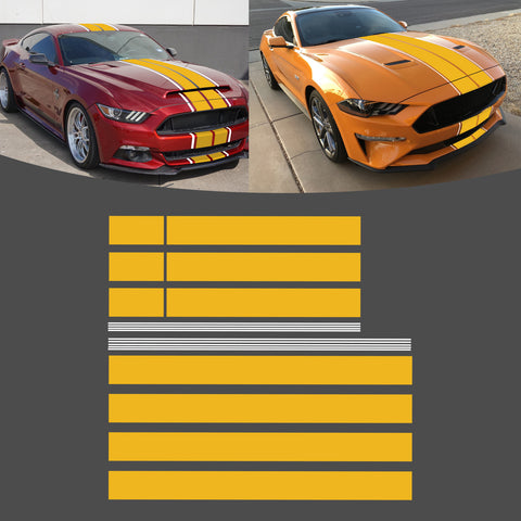 Xotic Tech Glossy Vinyl Racing Stripe Car Hood Graphics Decal Sticker for Hood Roof Rear Trunk Decoration Compatible with Ford Mustang 2015-up