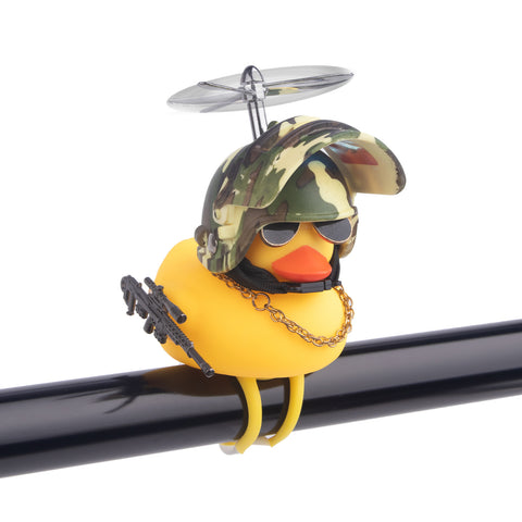 x xotic tech Rubber Duck Bike Bell Decoration, Cute Yellow Squeeze Duck Bicycle Accessories w/Propeller Helmet for Car Dashboard Motorcycle Scooter Handlebar Horn Kids Toddler Toy Outdoor