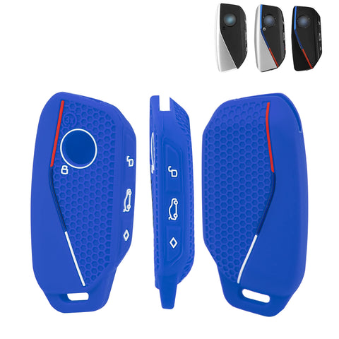 x xotic tech Soft Silicone Key Fob Cover Case Compatible with BMW X7 IX I5 M60 X5 X6 IX I7 5 7 Series 2023 2024 2025 2026, Intelligent Car Side Button Smart Key Protector