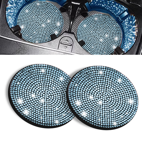 2pcs Cute Bling Car Cup Holder Coaster with Rhinestone Auto Interior Accessories
