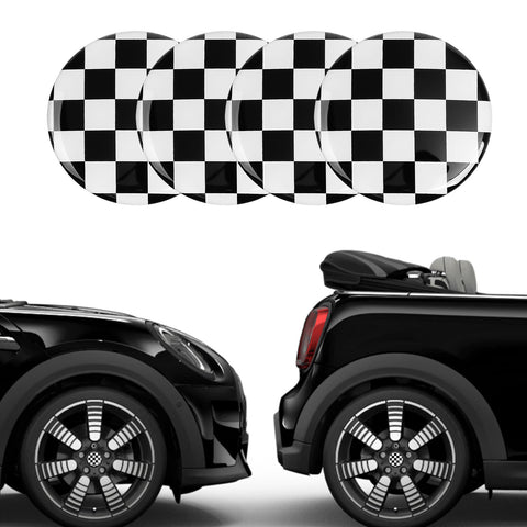 4x Black/Grey Union Jack UK Flag Style Wheel Center Cap Covers For MINI Coopers