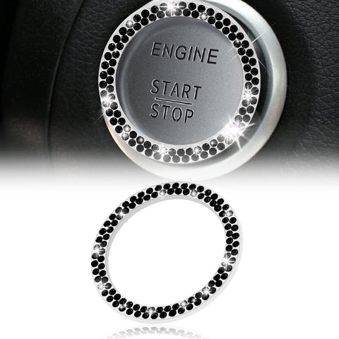 1/2 Packs Bling Diamond Car Engine Start Stop Button Surround Decor Ring Cover