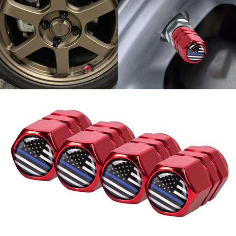 x xotic tech 4pcs American Flag Tire Valve Stem Cover Caps Anodized Aluminum Alloy, Corrosion Resistant Leak-Proof Wheel Valve Cap Set, Universal for Cars Trucks Motorcycles SUVs