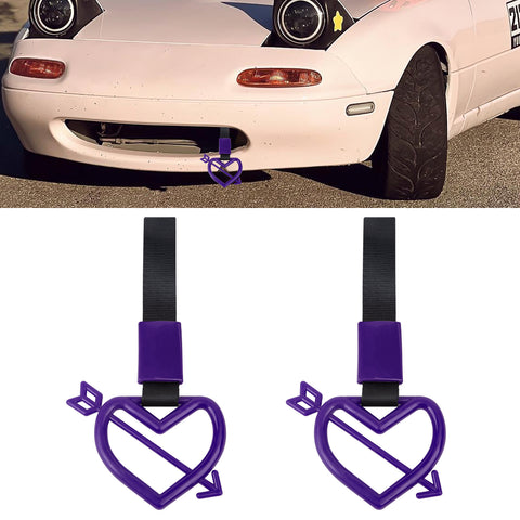 x xotic tech JDM Cupid's Arrow Shaped Tsurikawa Subway Train Bus Handle Straps Drift Charm Rear Bumper Warning Loops Ring for Cars, SUV Interior Exterior Decoration