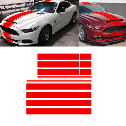 Xotic Tech Glossy Vinyl Racing Stripe Car Hood Graphics Decal Sticker for Hood Roof Rear Trunk Decoration Compatible with Ford Mustang 2015-up