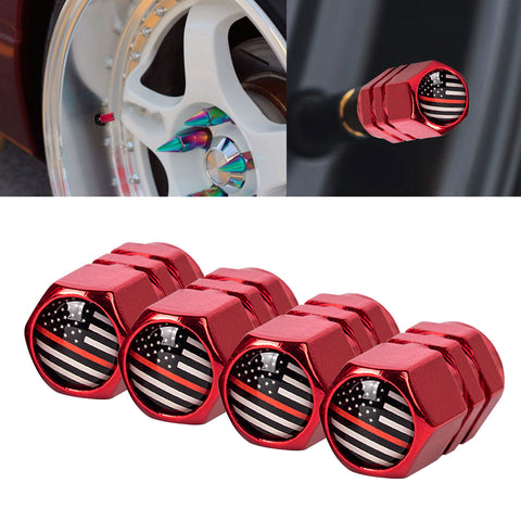 x xotic tech 4pcs American Flag Tire Valve Stem Cover Caps Anodized Aluminum Alloy, Corrosion Resistant Leak-Proof Wheel Valve Cap Set, Universal for Cars Trucks Motorcycles SUVs