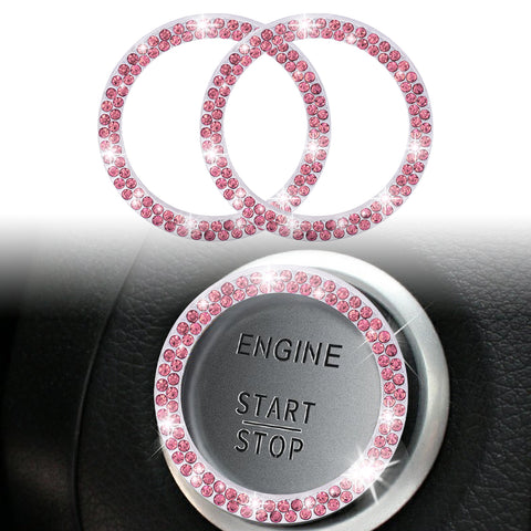 1/2 Packs Bling Diamond Car Engine Start Stop Button Surround Decor Ring Cover