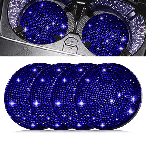 2pcs Cute Bling Car Cup Holder Coaster with Rhinestone Auto Interior Accessories