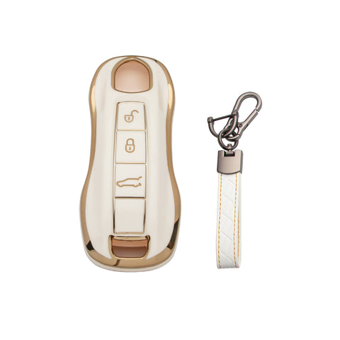 2Pcs White TPU Full Cover Key Fob Holder For Porsche 911 Carrera Taycan 2020-up